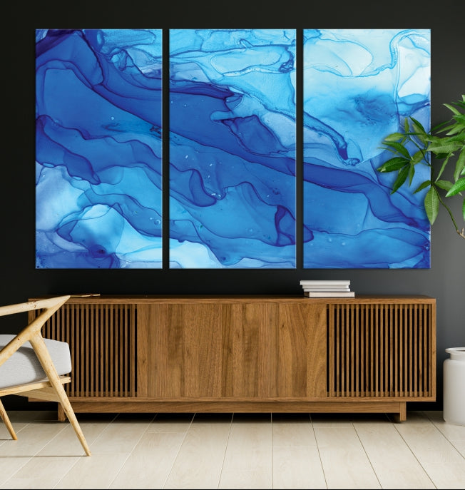 Blue Abstract Marble Wall Decor Extra Large Wall Art Print