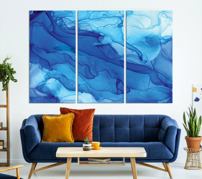 Blue Abstract Marble Wall Decor Extra Large Wall Art Print