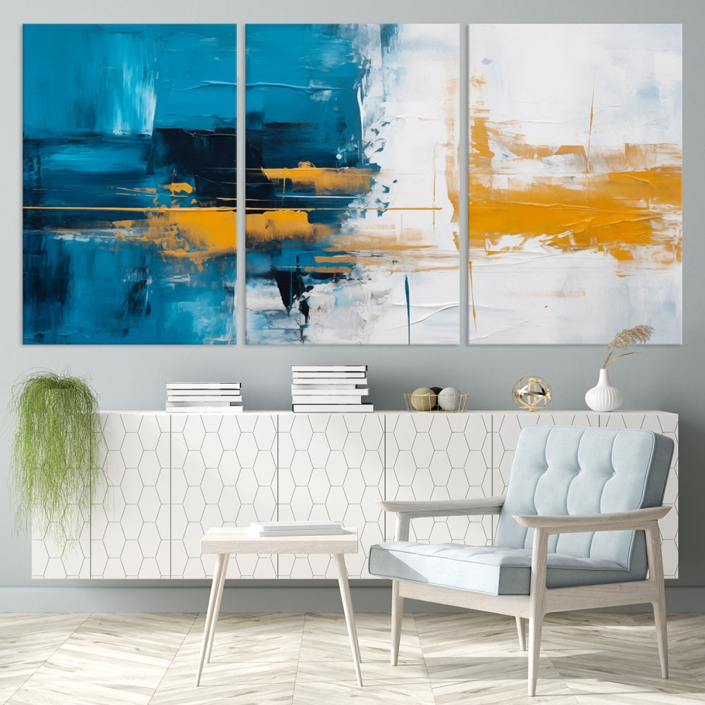 Blue Abstract Wall Art Canvas Print New Home Gift Framed Modern Wall Decor