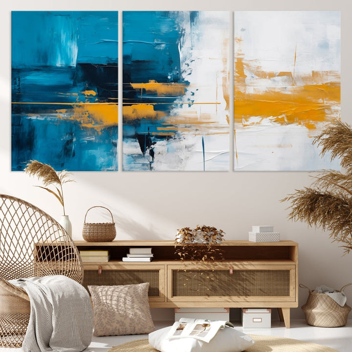 Blue Abstract Wall Art Canvas Print New Home Gift Framed Modern Wall Decor