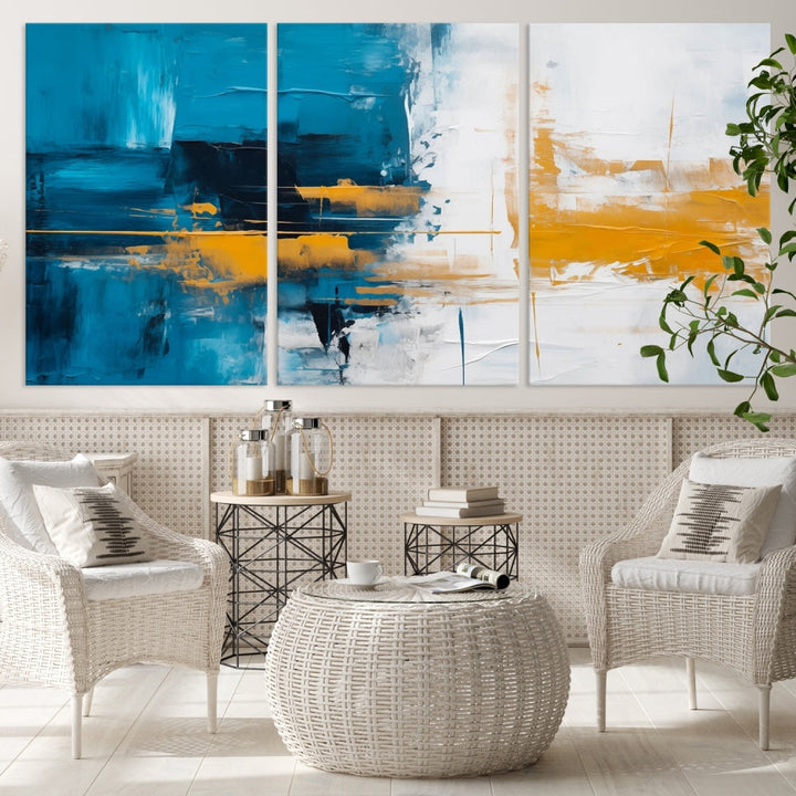 Blue Abstract Wall Art Canvas Print New Home Gift Framed Modern Wall Decor