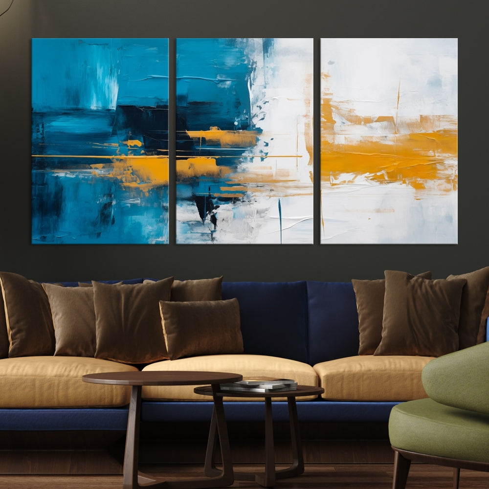 Blue Abstract Wall Art Canvas Print New Home Gift Framed Modern Wall Decor