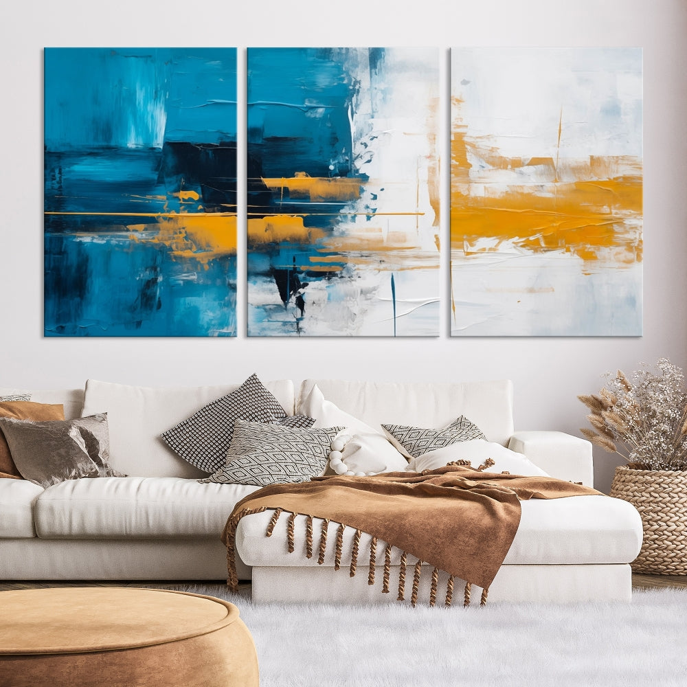 Blue Abstract Wall Art Canvas Print New Home Gift Framed Modern Wall Decor