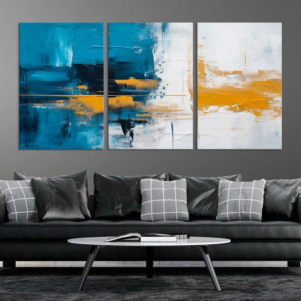 Blue Abstract Wall Art Canvas Print New Home Gift Framed Modern Wall Decor