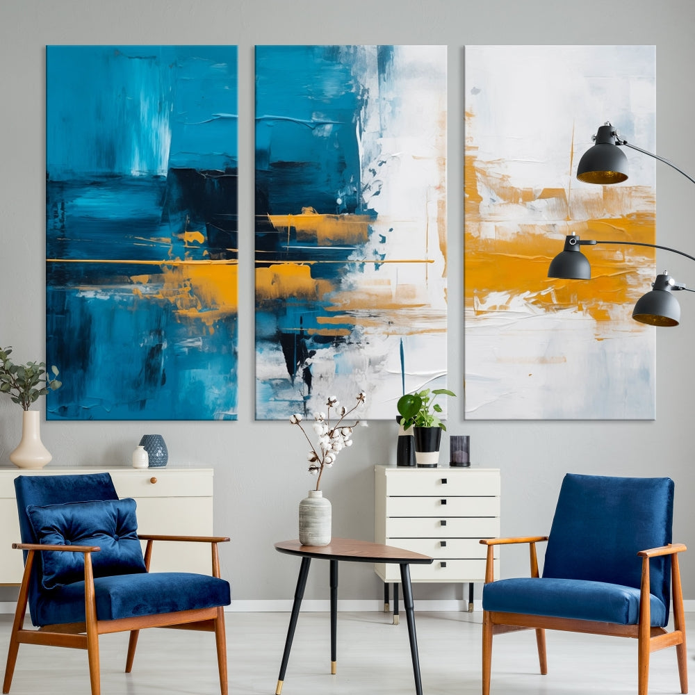 Blue Abstract Wall Art Canvas Print New Home Gift Framed Modern Wall Decor