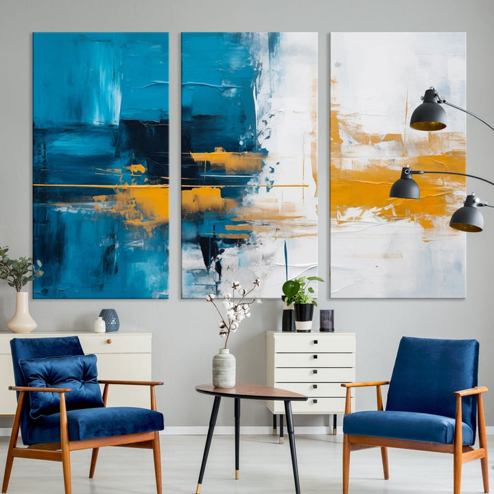 Blue Abstract Wall Art Canvas Print New Home Gift Framed Modern Wall Decor