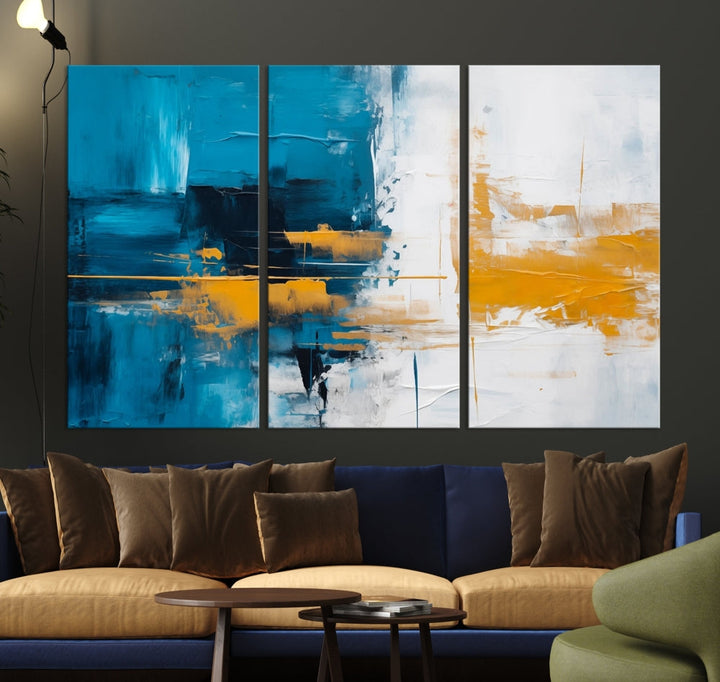 Blue Abstract Wall Art Canvas Print New Home Gift Framed Modern Wall Decor