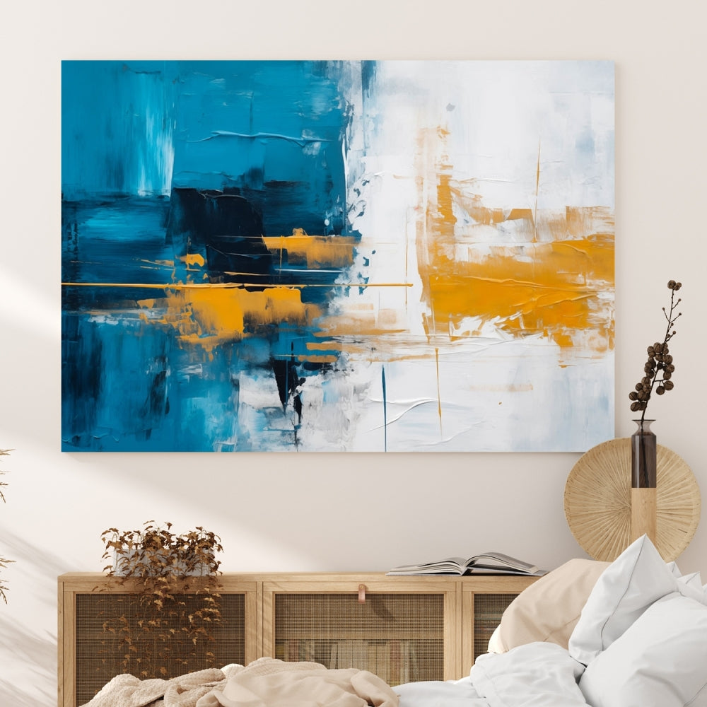 Blue Abstract Wall Art Canvas Print New Home Gift Framed Modern Wall Decor