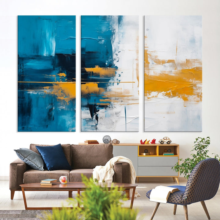 Blue Abstract Wall Art Canvas Print New Home Gift Framed Modern Wall Decor