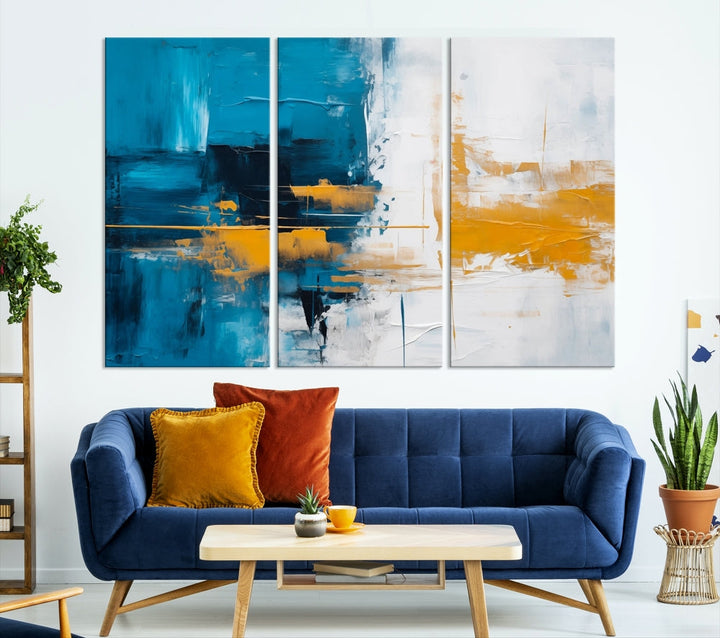 Blue Abstract Wall Art Canvas Print New Home Gift Framed Modern Wall Decor