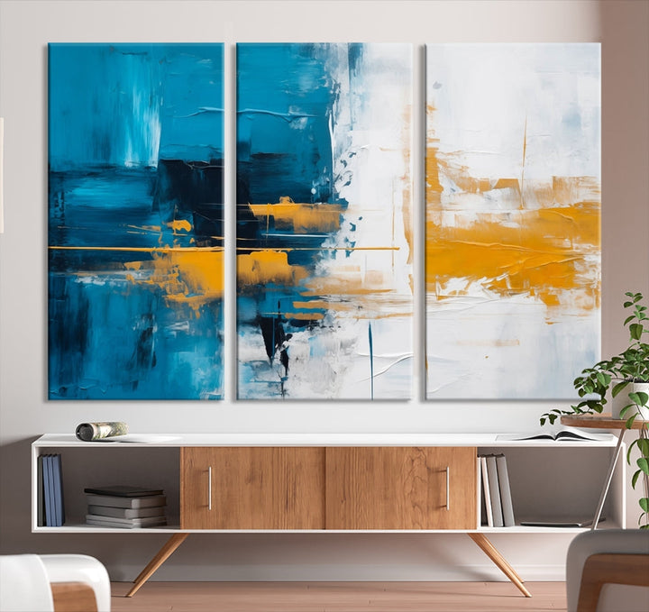 Blue Abstract Wall Art Canvas Print New Home Gift Framed Modern Wall Decor