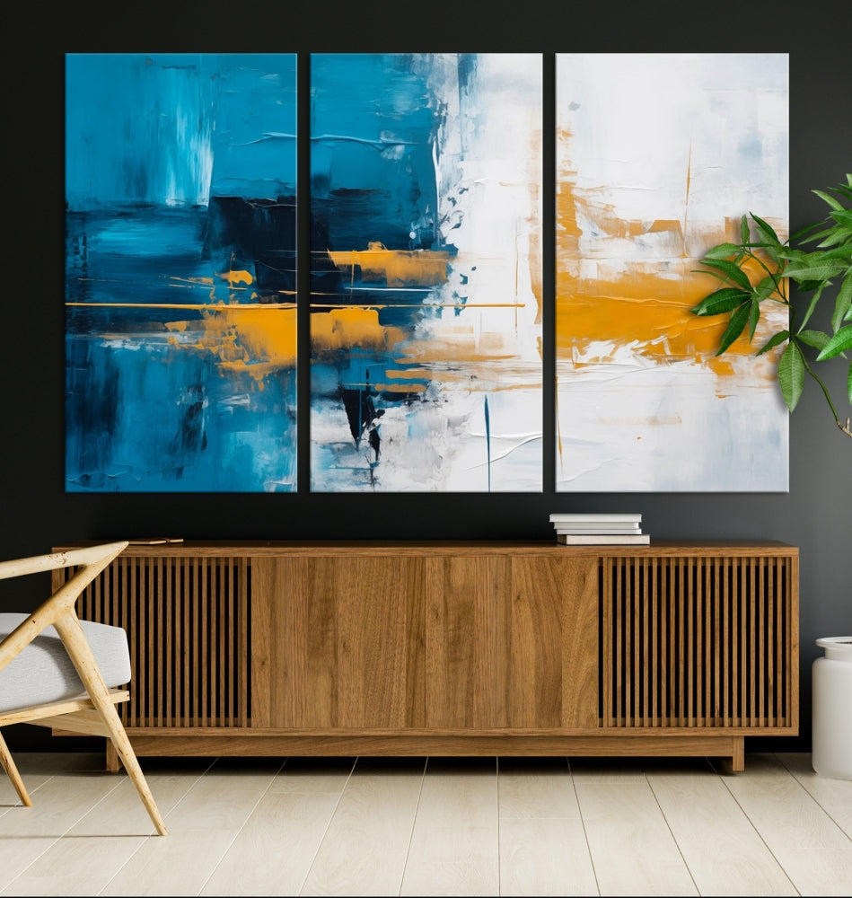 Blue Abstract Wall Art Canvas Print New Home Gift Framed Modern Wall Decor