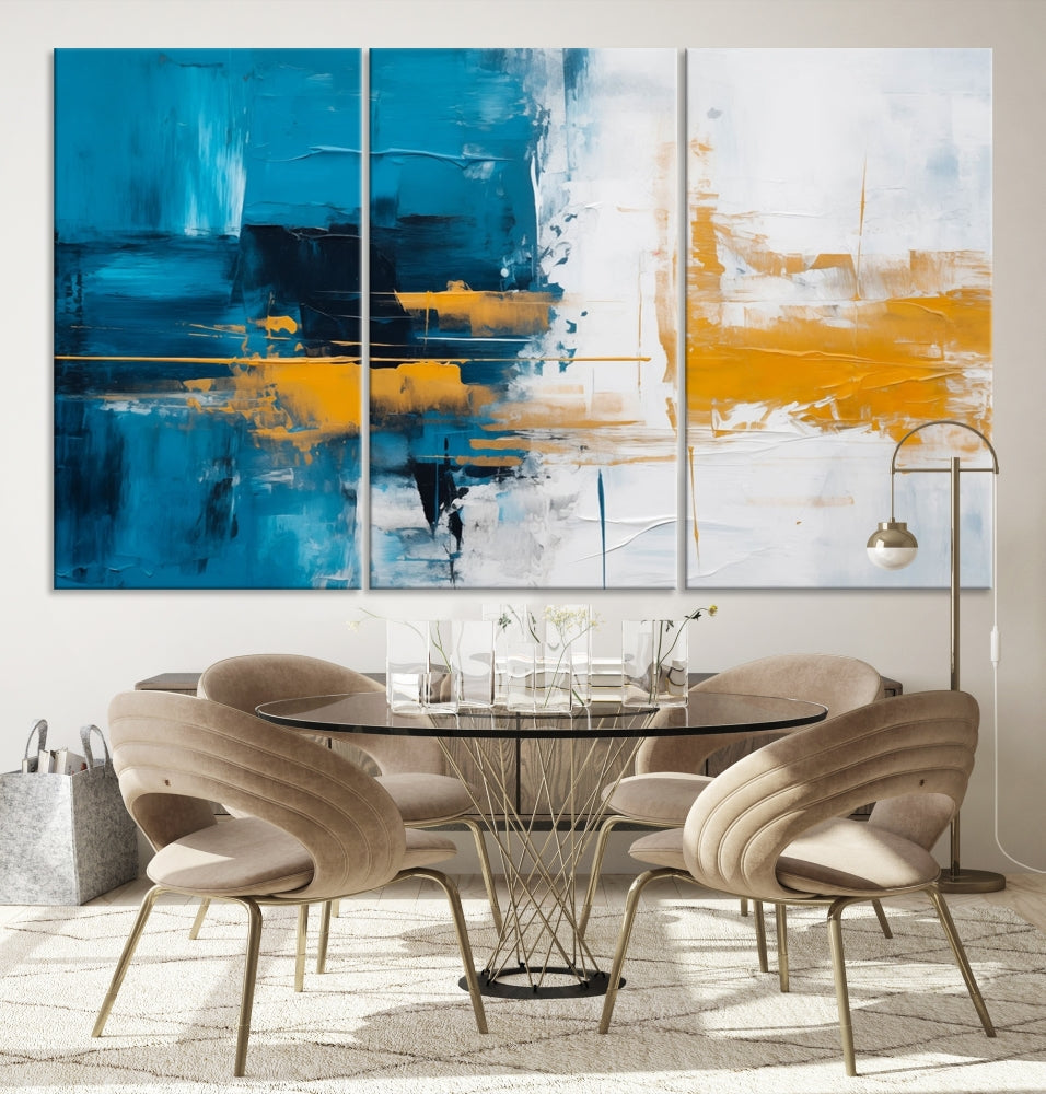 Blue Abstract Wall Art Canvas Print New Home Gift Framed Modern Wall Decor