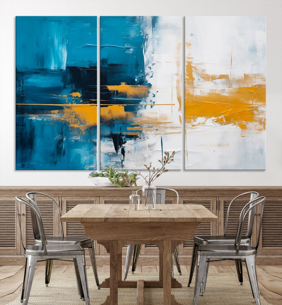 Blue Abstract Wall Art Canvas Print New Home Gift Framed Modern Wall Decor