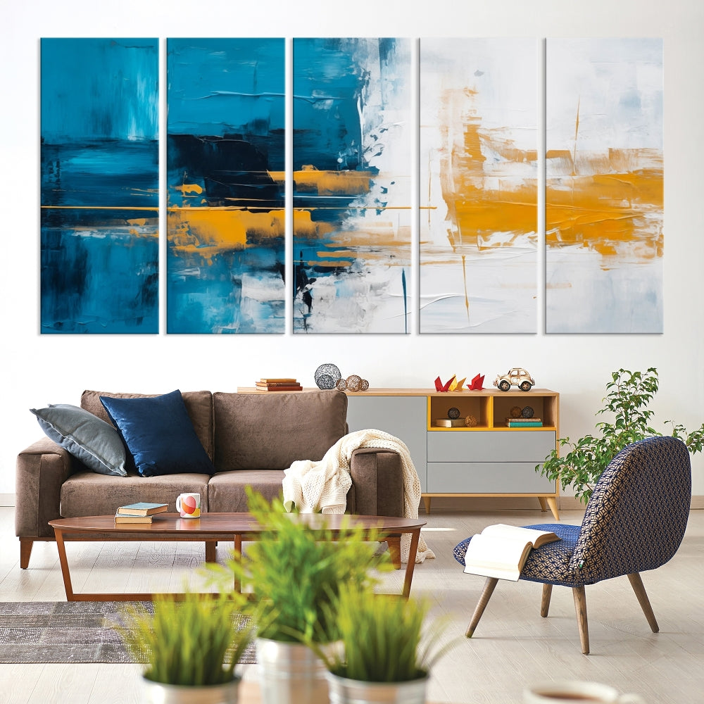 Blue Abstract Wall Art Canvas Print New Home Gift Framed Modern Wall Decor