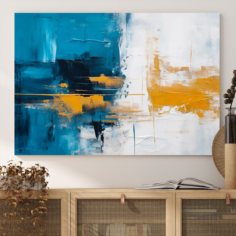 Blue Abstract Wall Art Canvas Print New Home Gift Framed Modern Wall Decor