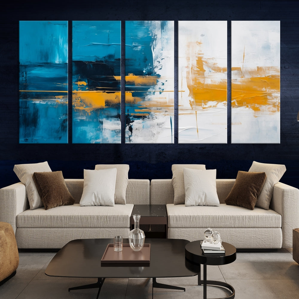 Blue Abstract Wall Art Canvas Print New Home Gift Framed Modern Wall Decor