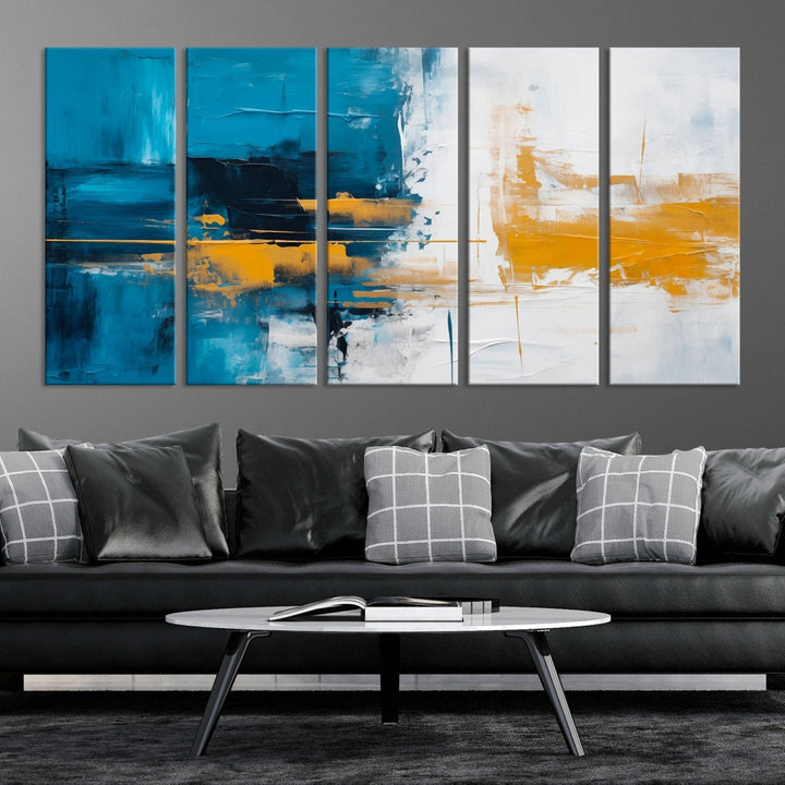 Blue Abstract Wall Art Canvas Print New Home Gift Framed Modern Wall Decor