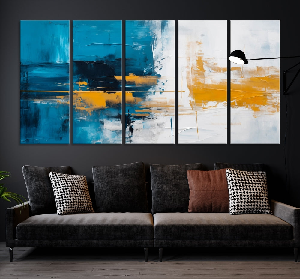 Blue Abstract Wall Art Canvas Print New Home Gift Framed Modern Wall Decor