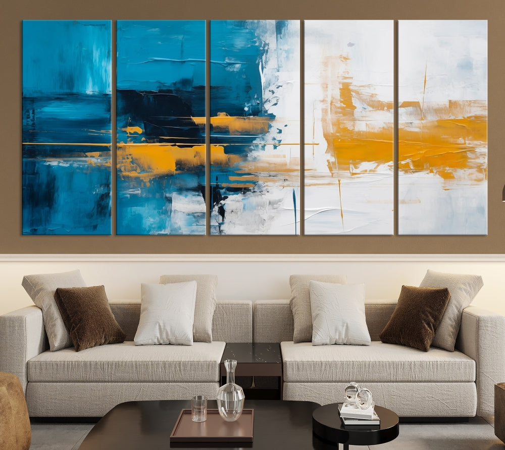 Blue Abstract Wall Art Canvas Print New Home Gift Framed Modern Wall Decor