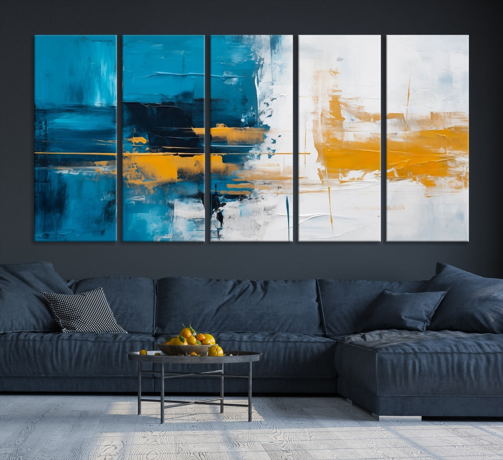 Blue Abstract Wall Art Canvas Print New Home Gift Framed Modern Wall Decor