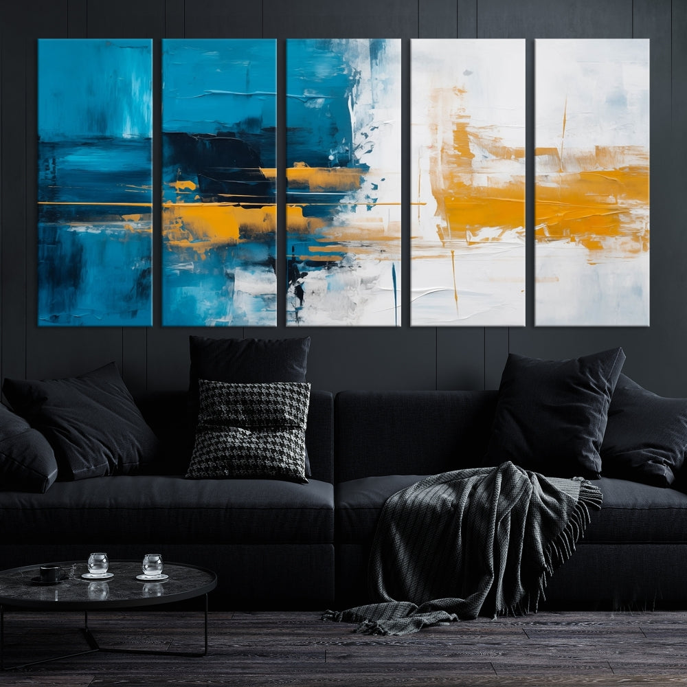 Blue Abstract Wall Art Canvas Print New Home Gift Framed Modern Wall Decor