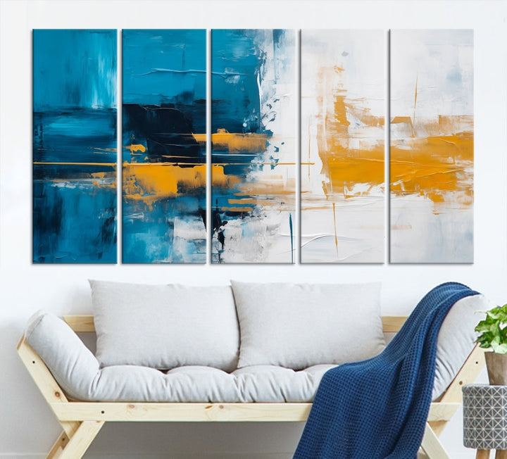 Blue Abstract Wall Art Canvas Print New Home Gift Framed Modern Wall Decor