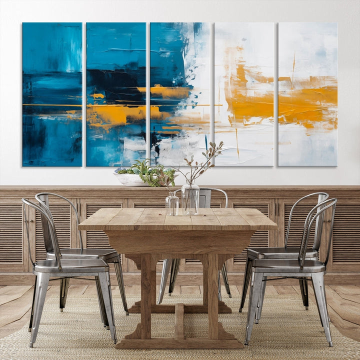 Blue Abstract Wall Art Canvas Print New Home Gift Framed Modern Wall Decor