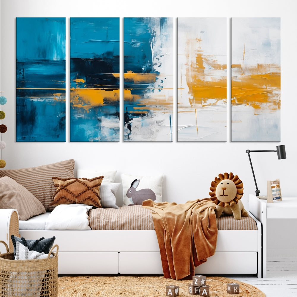 Blue Abstract Wall Art Canvas Print New Home Gift Framed Modern Wall Decor