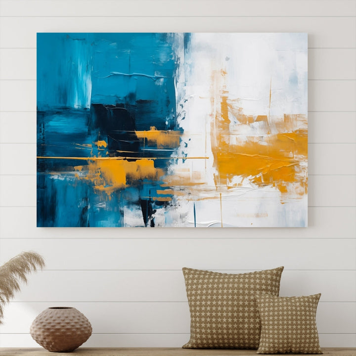 Blue Abstract Wall Art Canvas Print New Home Gift Framed Modern Wall Decor