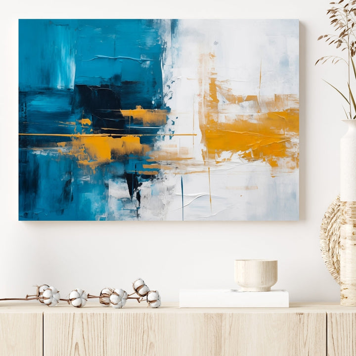 Blue Abstract Wall Art Canvas Print New Home Gift Framed Modern Wall Decor