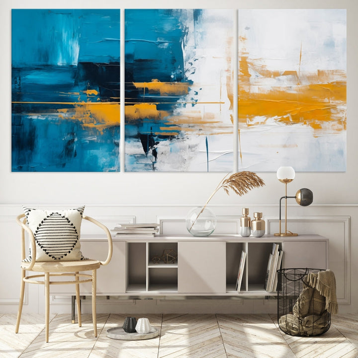 Blue Abstract Wall Art Canvas Print New Home Gift Framed Modern Wall Decor