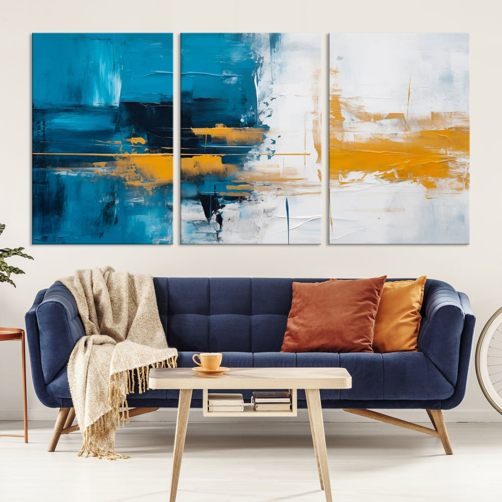 Blue Abstract Wall Art Canvas Print New Home Gift Framed Modern Wall Decor