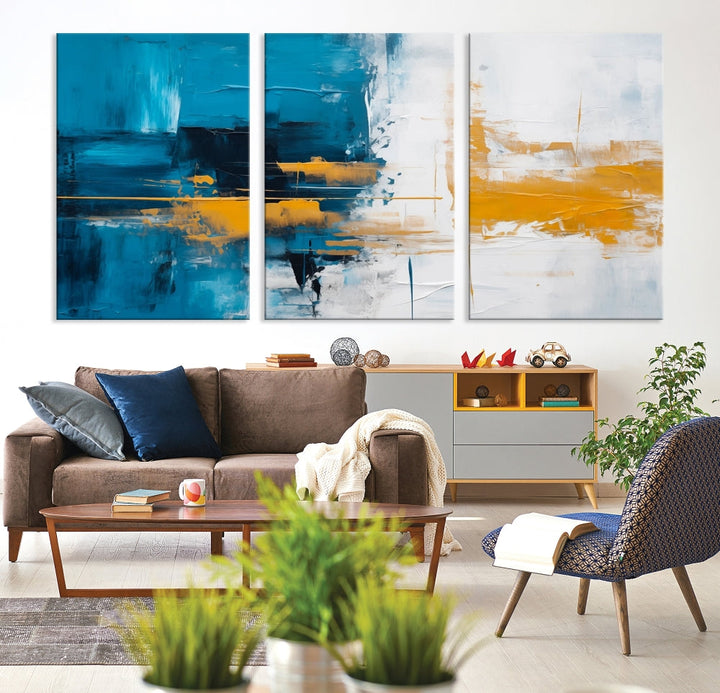 Blue Abstract Wall Art Canvas Print New Home Gift Framed Modern Wall Decor