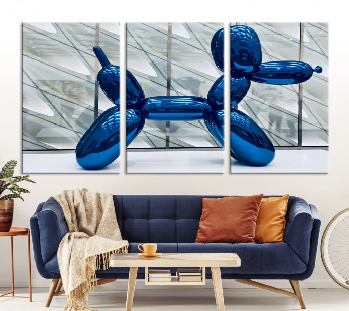 Blue Balloon Dog Large Wall Art Canvas Print Kids Room Decor