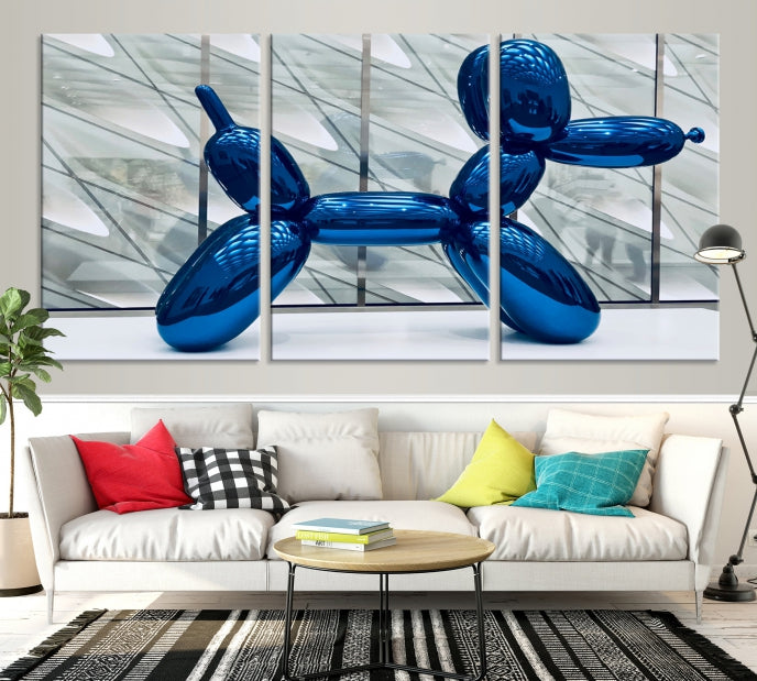 Blue Balloon Dog Large Wall Art Canvas Print Kids Room Decor