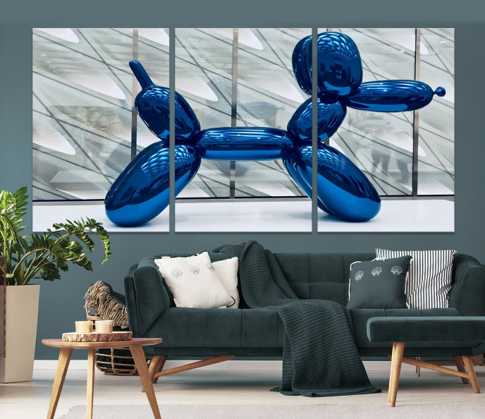 Blue Balloon Dog Large Wall Art Canvas Print Kids Room Decor