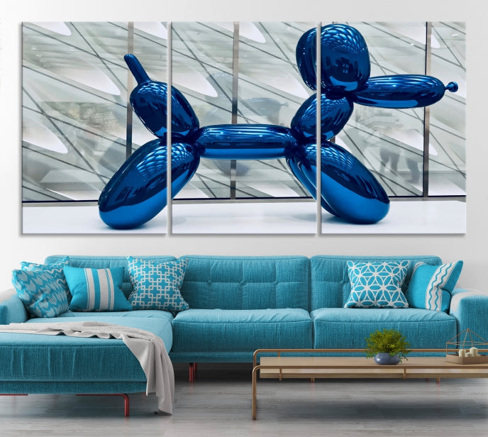 Blue Balloon Dog Large Wall Art Canvas Print Kids Room Decor