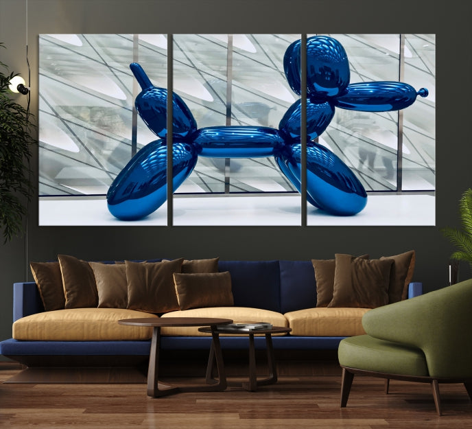 Blue Balloon Dog Large Wall Art Canvas Print Kids Room Decor