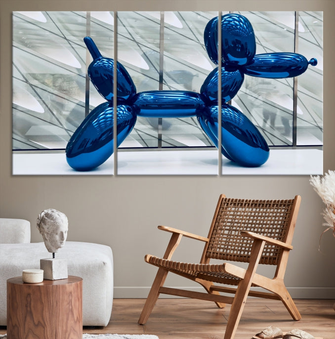 Blue Balloon Dog Large Wall Art Canvas Print Kids Room Decor