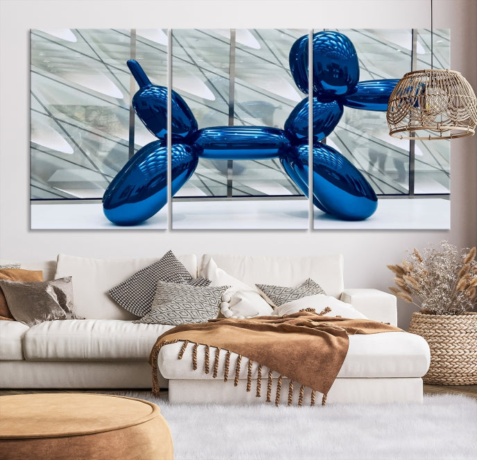 Blue Balloon Dog Large Wall Art Canvas Print Kids Room Decor