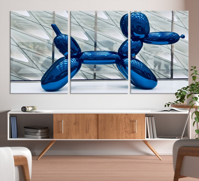 Blue Balloon Dog Large Wall Art Canvas Print Kids Room Decor