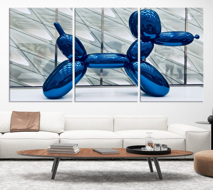 Blue Balloon Dog Large Wall Art Canvas Print Kids Room Decor