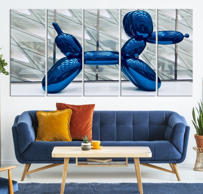 Blue Balloon Dog Large Wall Art Canvas Print Kids Room Decor