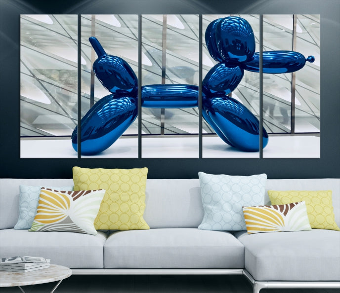 Blue Balloon Dog Large Wall Art Canvas Print Kids Room Decor