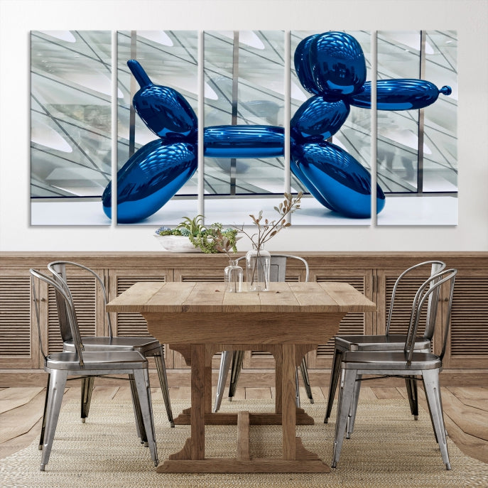 Blue Balloon Dog Large Wall Art Canvas Print Kids Room Decor