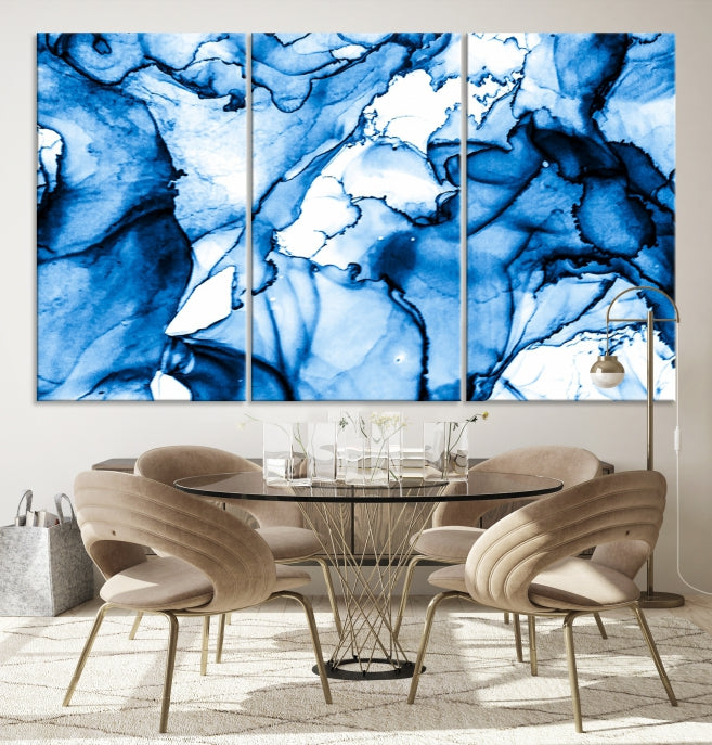 Blue Ice Cracking Abstract Painting Canvas Wall Art Giclee Print