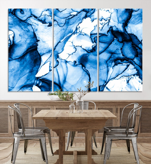 Blue Ice Cracking Abstract Painting Canvas Wall Art Giclee Print