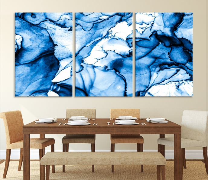 Blue Ice Cracking Abstract Painting Canvas Wall Art Giclee Print