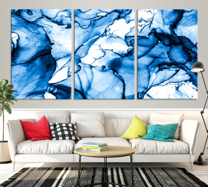 Blue Ice Cracking Abstract Painting Canvas Wall Art Giclee Print